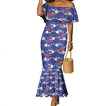 Afro-Haitians Mermaid Dress Ayiti Map and Rose Kayenn Tropical Style LT14