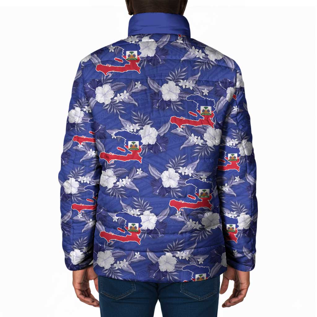 Afro-Haitians Padded Jacket Ayiti Map and Rose Kayenn Tropical Style - African Pride
