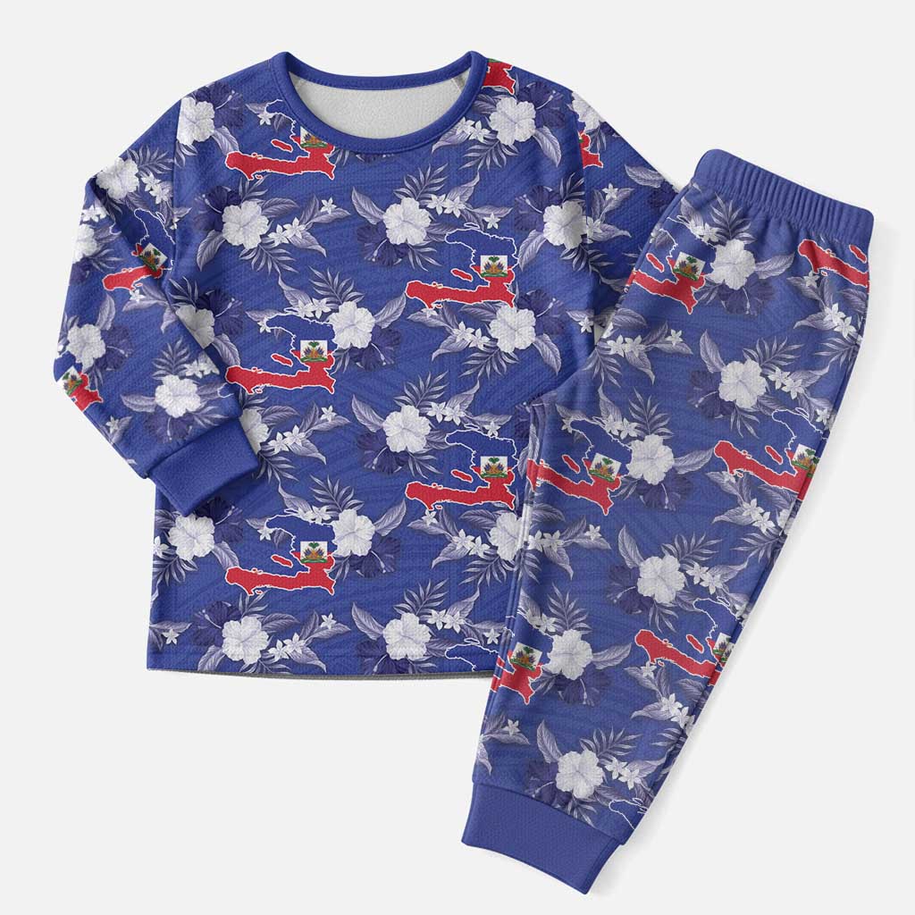 Afro-Haitians Christmas Pajama Set Ayiti Map and Rose Kayenn Tropical Style - African Pride