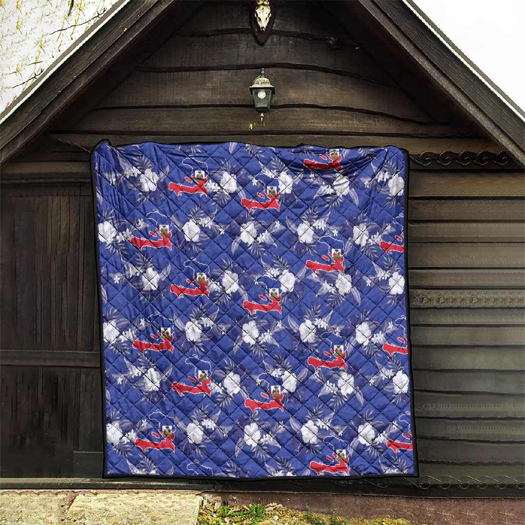 Afro-Haitians Quilt Ayiti Map and Rose Kayenn Tropical Style - African Pride