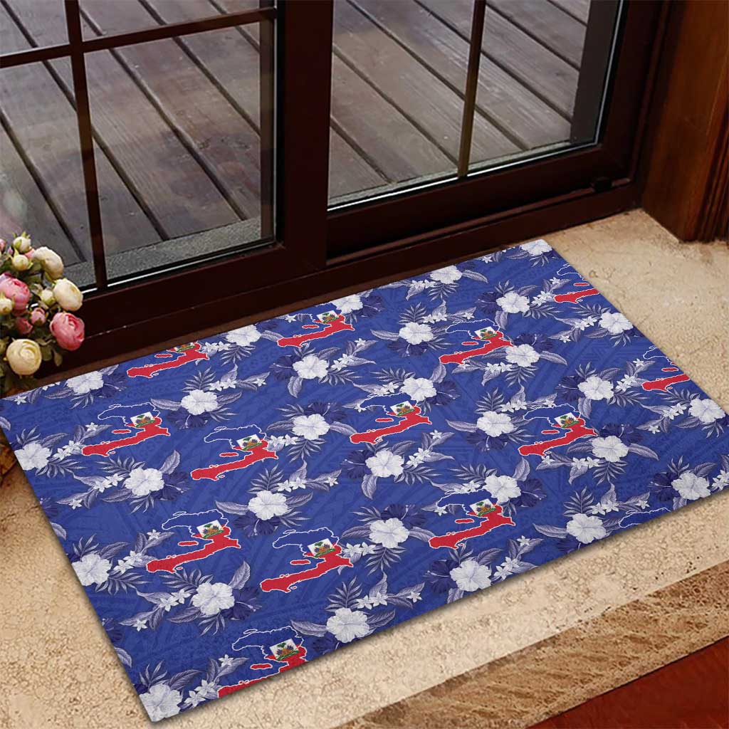 Afro-Haitians Rubber Doormat Ayiti Map and Rose Kayenn Tropical Style - African Pride