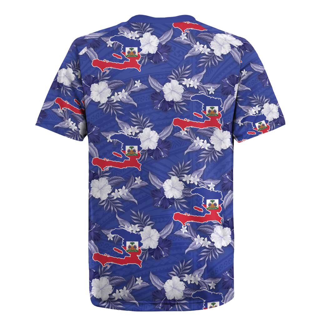 Afro-Haitians Rugby Jersey Ayiti Map and Rose Kayenn Tropical Style LT14