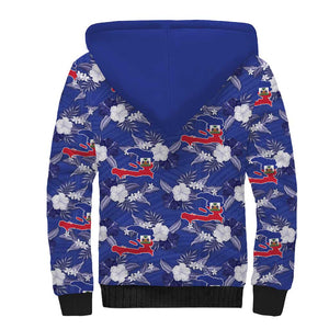 Afro-Haitians Sherpa Hoodie Ayiti Map and Rose Kayenn Tropical Style - African Pride
