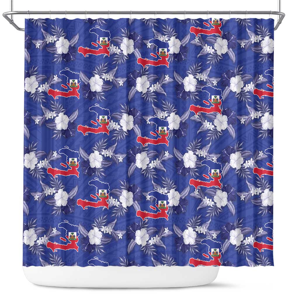Afro-Haitians Shower Curtain Ayiti Map and Rose Kayenn Tropical Style - African Pride