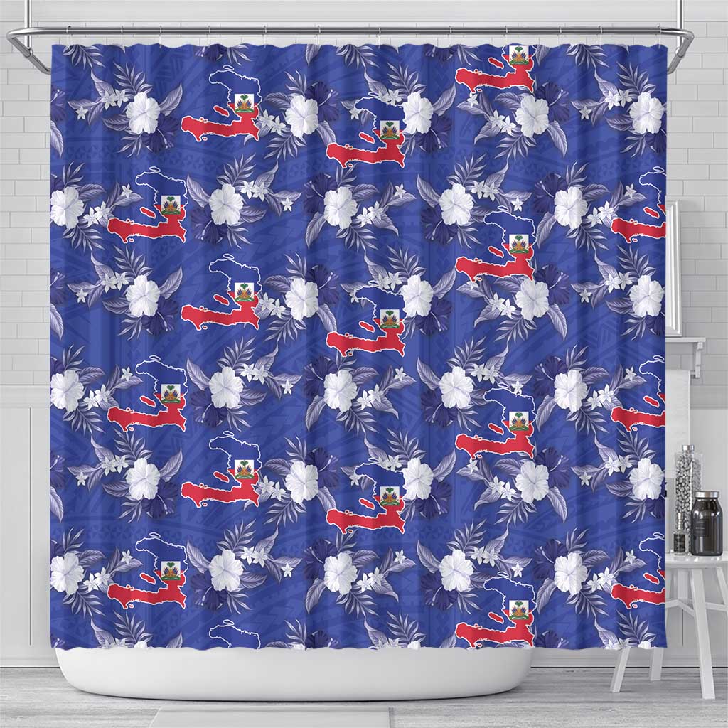 Afro-Haitians Shower Curtain Ayiti Map and Rose Kayenn Tropical Style - African Pride