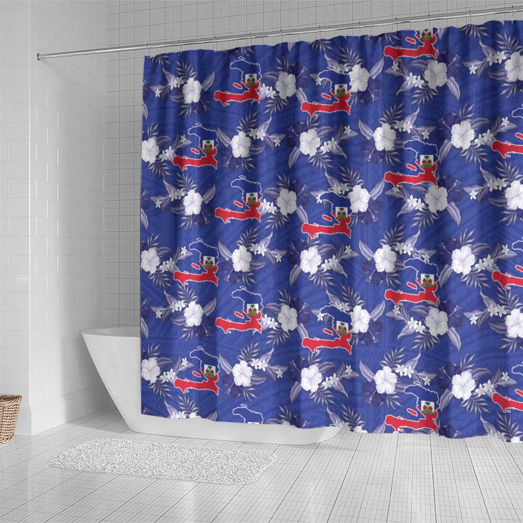 Afro-Haitians Shower Curtain Ayiti Map and Rose Kayenn Tropical Style - African Pride