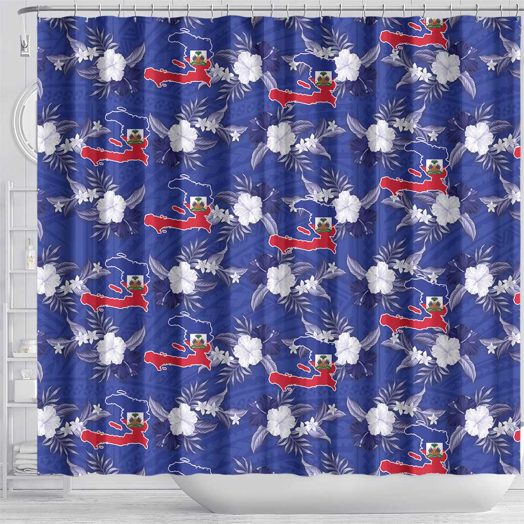 Afro-Haitians Shower Curtain Ayiti Map and Rose Kayenn Tropical Style - African Pride
