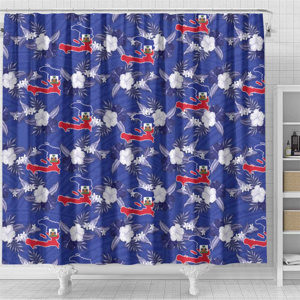 Afro-Haitians Shower Curtain Ayiti Map and Rose Kayenn Tropical Style - African Pride