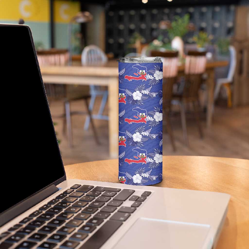 Afro-Haitians Skinny Tumbler Ayiti Map and Rose Kayenn Tropical Style - African Pride