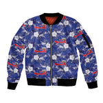 Afro-Haitians Sleeve Zip Bomber Jacket Ayiti Map and Rose Kayenn Tropical Style - African Pride