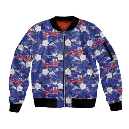 Afro-Haitians Sleeve Zip Bomber Jacket Ayiti Map and Rose Kayenn Tropical Style - African Pride