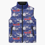Afro-Haitians Sleeveless Puffer Jacket Ayiti Map and Rose Kayenn Tropical Style - African Pride