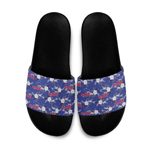 Afro-Haitians Slide Sandals Ayiti Map and Rose Kayenn Tropical Style - African Pride