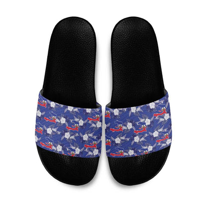Afro-Haitians Slide Sandals Ayiti Map and Rose Kayenn Tropical Style - African Pride