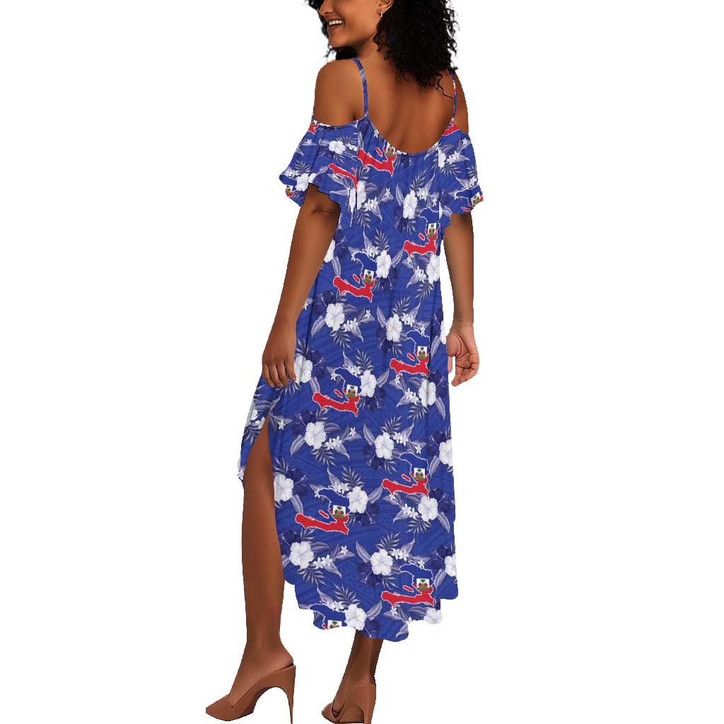 Afro-Haitians Summer Maxi Dress Ayiti Map and Rose Kayenn Tropical Style LT14