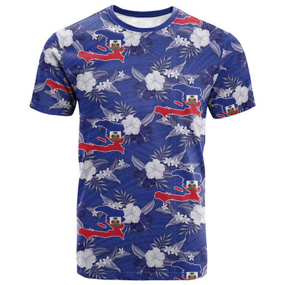 Afro-Haitians T shirt Ayiti Map and Rose Kayenn Tropical Style LT14