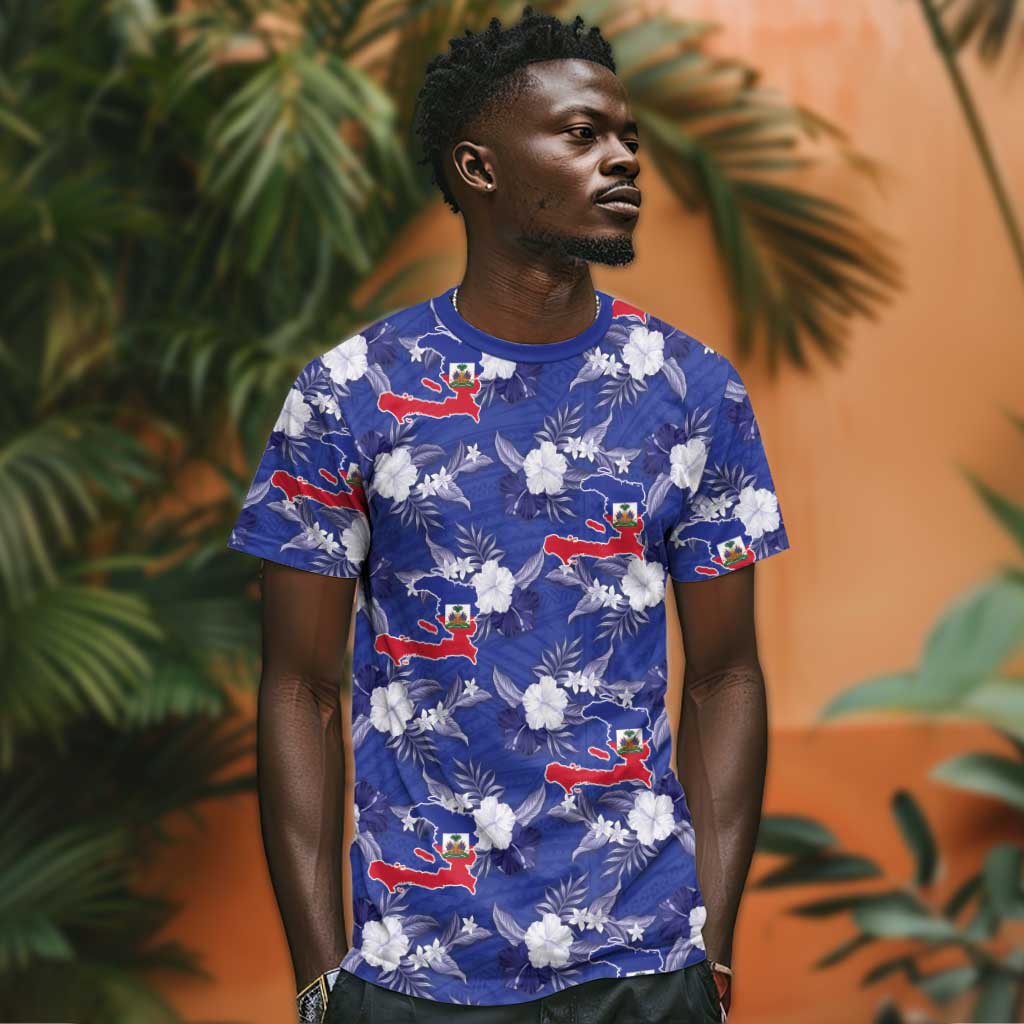 Afro-Haitians T shirt Ayiti Map and Rose Kayenn Tropical Style LT14