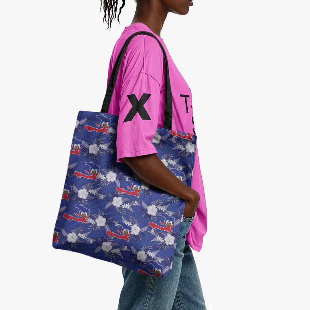 Afro-Haitians Tote Bag Ayiti Map and Rose Kayenn Tropical Style - African Pride