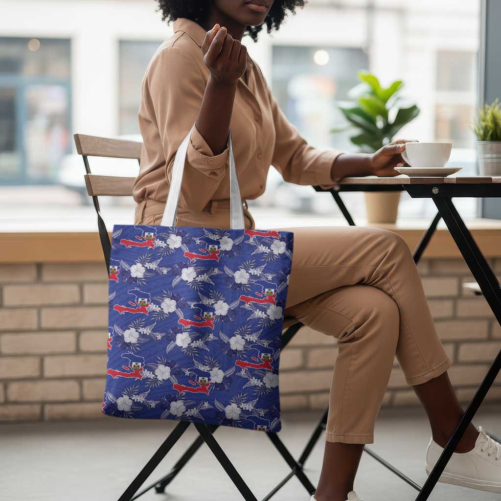 Afro-Haitians Tote Bag Ayiti Map and Rose Kayenn Tropical Style - African Pride
