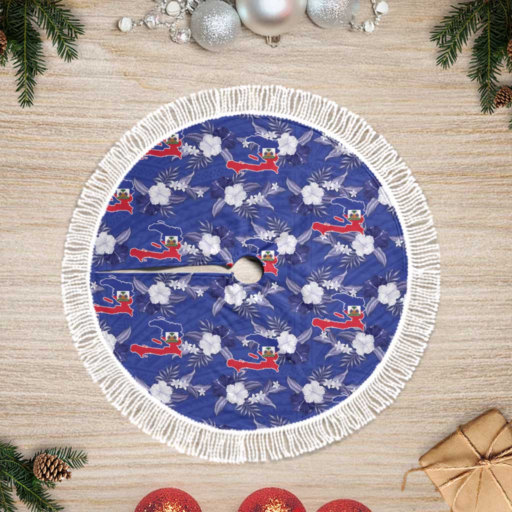 Afro-Haitians Tree Skirt Ayiti Map and Rose Kayenn Tropical Style - African Pride