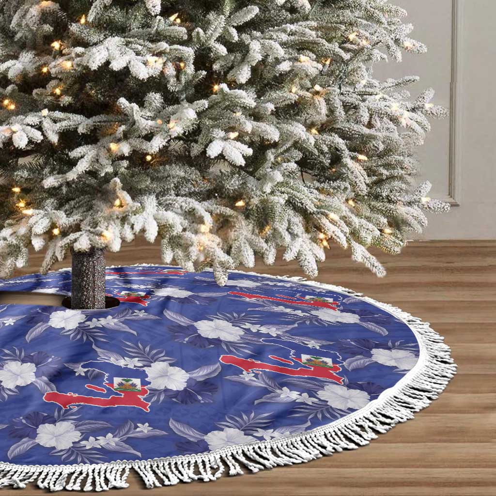 Afro-Haitians Tree Skirt Ayiti Map and Rose Kayenn Tropical Style - African Pride