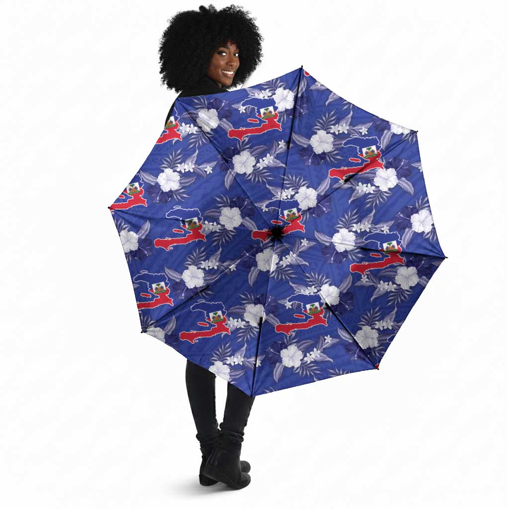 Afro-Haitians Umbrella Ayiti Map and Rose Kayenn Tropical Style - African Pride