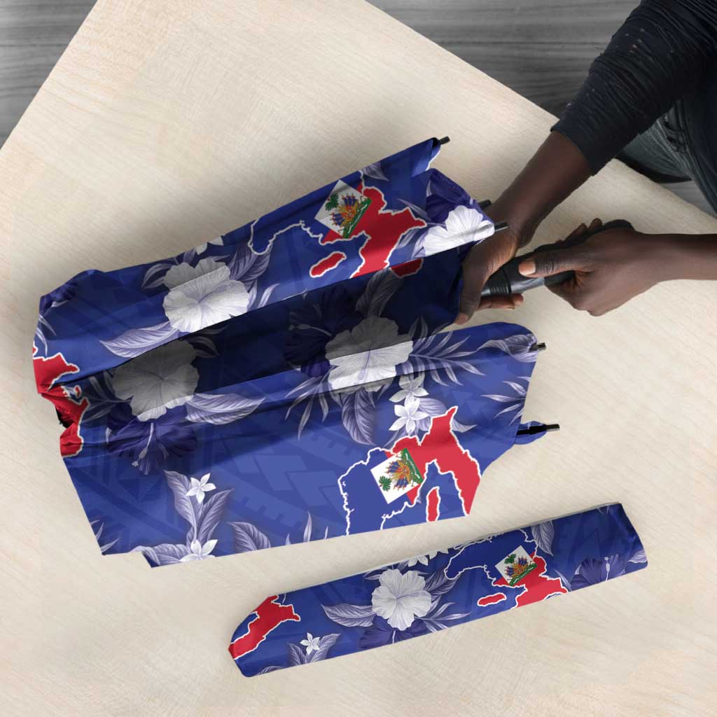 Afro-Haitians Umbrella Ayiti Map and Rose Kayenn Tropical Style - African Pride