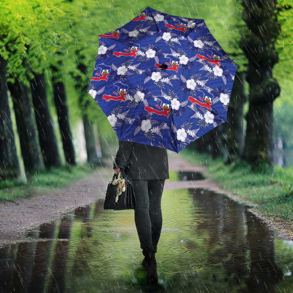 Afro-Haitians Umbrella Ayiti Map and Rose Kayenn Tropical Style - African Pride