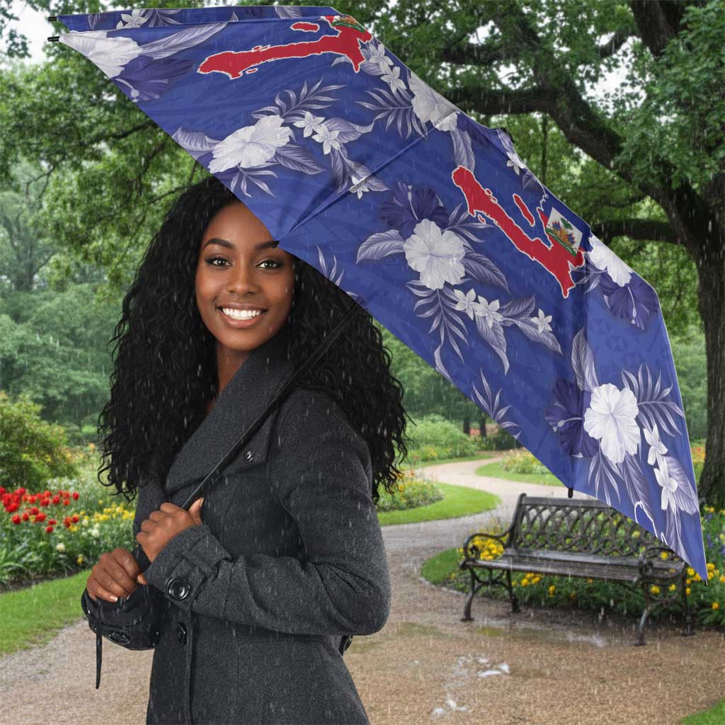 Afro-Haitians Umbrella Ayiti Map and Rose Kayenn Tropical Style - African Pride