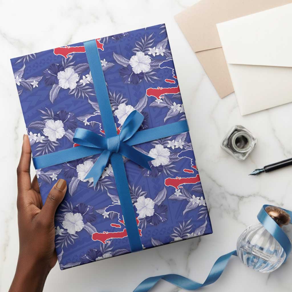 Afro-Haitians Wrapping Paper Ayiti Map and Rose Kayenn Tropical Style - African Pride