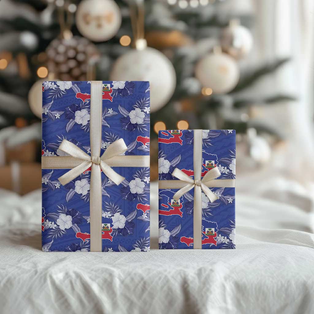 Afro-Haitians Wrapping Paper Ayiti Map and Rose Kayenn Tropical Style - African Pride