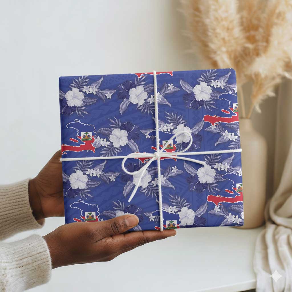 Afro-Haitians Wrapping Paper Ayiti Map and Rose Kayenn Tropical Style - African Pride