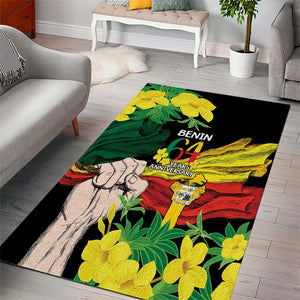 Benin National Day Area Rug Happy 64th Independence Anniversary Yellow Allamanda