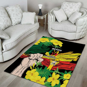 Benin National Day Area Rug Happy 64th Independence Anniversary Yellow Allamanda