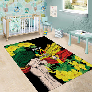 Benin National Day Area Rug Happy 64th Independence Anniversary Yellow Allamanda