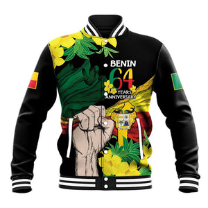 Benin National Day Baseball Jacket Happy 64th Independence Anniversary Yellow Allamanda LT14