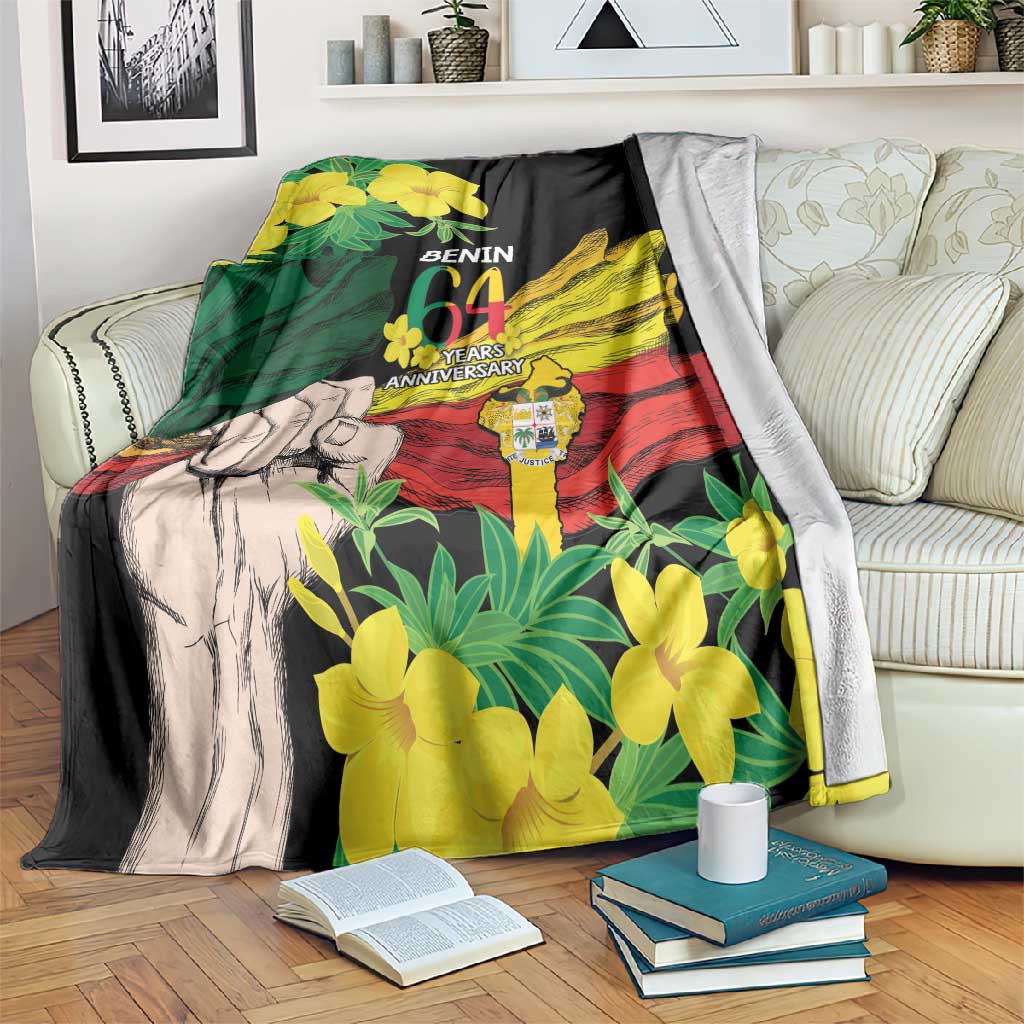 Benin National Day Blanket Happy 64th Independence Anniversary Yellow Allamanda