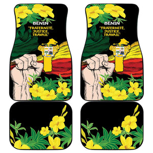 Benin National Day Car Mats Happy 64th Independence Anniversary Yellow Allamanda