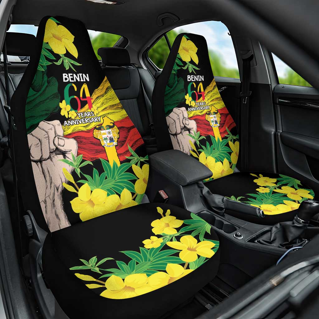 Benin National Day Car Seat Cover Happy 64th Independence Anniversary Yellow Allamanda