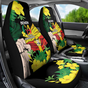 Benin National Day Car Seat Cover Happy 64th Independence Anniversary Yellow Allamanda