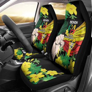 Benin National Day Car Seat Cover Happy 64th Independence Anniversary Yellow Allamanda