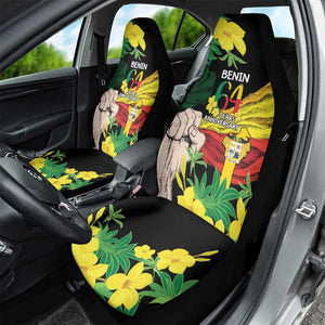 Benin National Day Car Seat Cover Happy 64th Independence Anniversary Yellow Allamanda