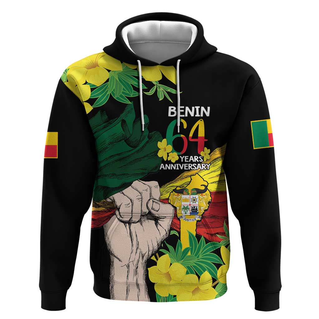 Benin National Day Hoodie Happy 64th Independence Anniversary Yellow Allamanda