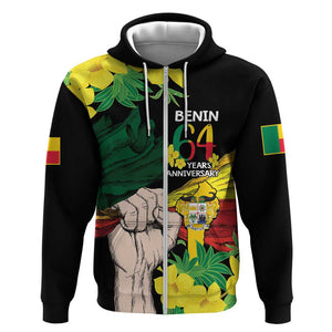 Benin National Day Hoodie Happy 64th Independence Anniversary Yellow Allamanda