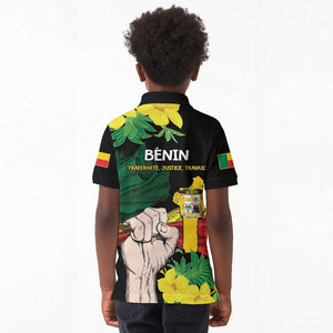 Benin National Day Kid Polo Shirt Happy 64th Independence Anniversary Yellow Allamanda