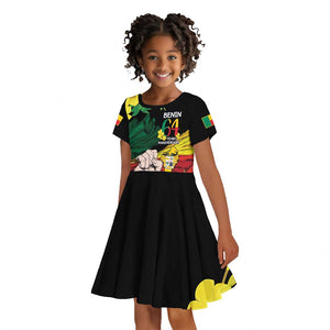 Benin National Day Kid Short Sleeve Dress Happy 64th Independence Anniversary Yellow Allamanda