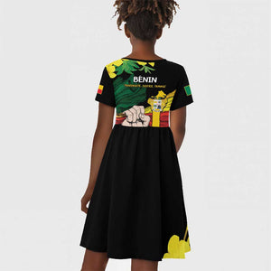 Benin National Day Kid Short Sleeve Dress Happy 64th Independence Anniversary Yellow Allamanda