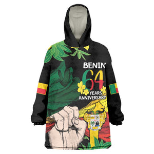 Benin National Day KId Wearable Blanket Hoodie Happy 64th Independence Anniversary Yellow Allamanda