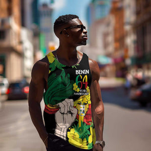 Benin National Day Men Tank Top Happy 64th Independence Anniversary Yellow Allamanda