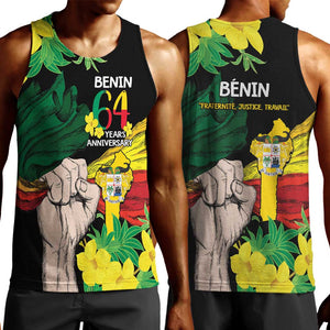 Benin National Day Men Tank Top Happy 64th Independence Anniversary Yellow Allamanda